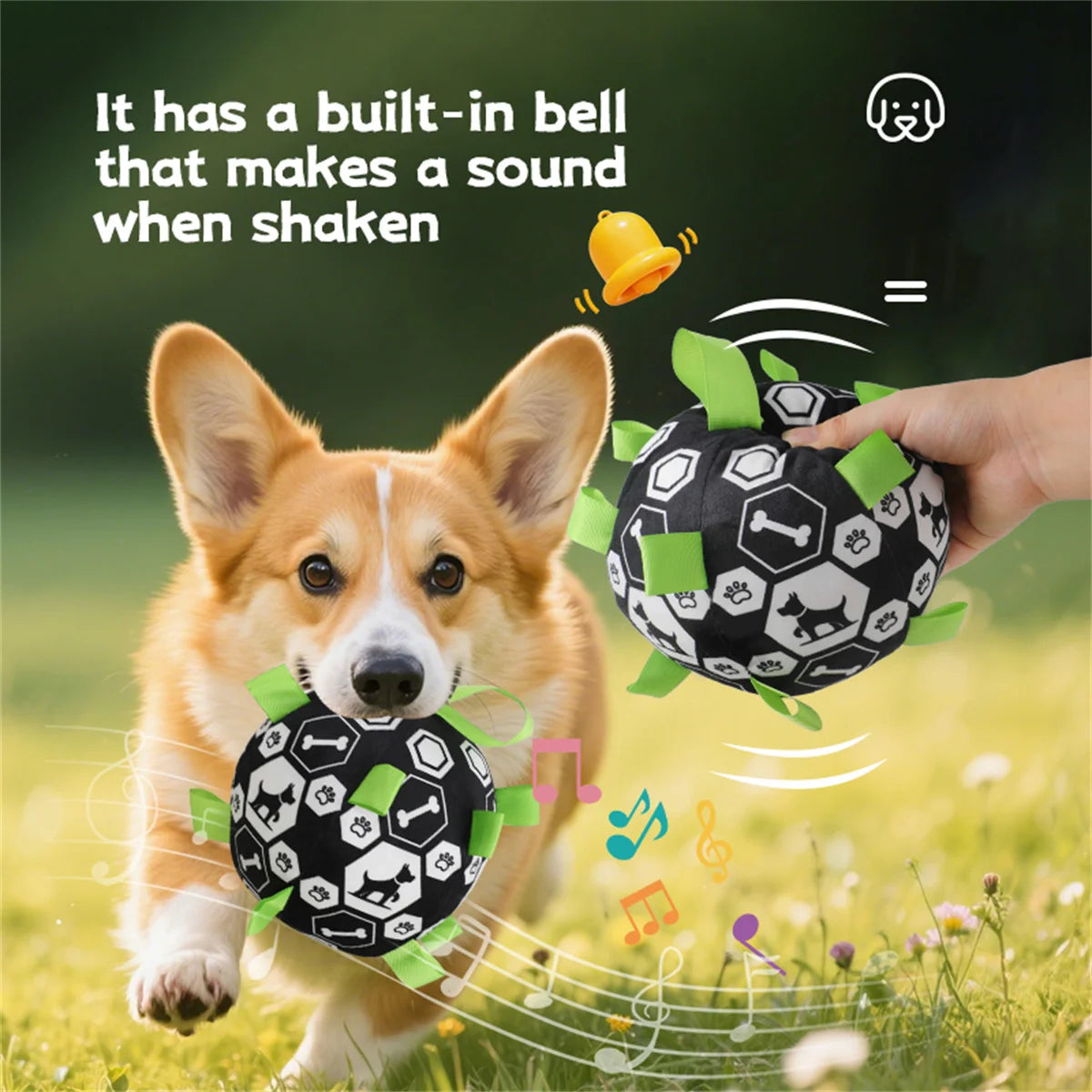 Pelota de Fútbol de Felpa con Cascabel para Perros - Juguete Interactivo