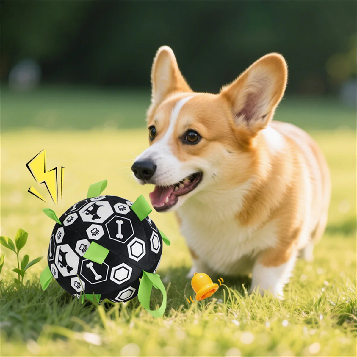 Pelota de Fútbol de Felpa con Cascabel para Perros - Juguete Interactivo