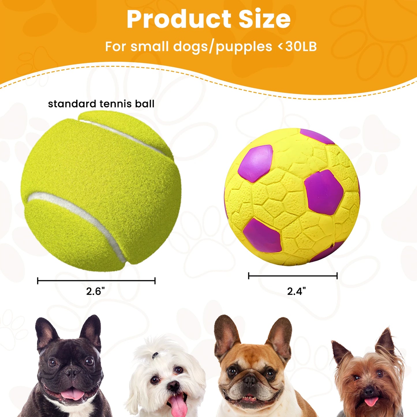 Pack de 6 Pelotas de Látex Natural con Sonido para Cachorros y Perros Pequeños