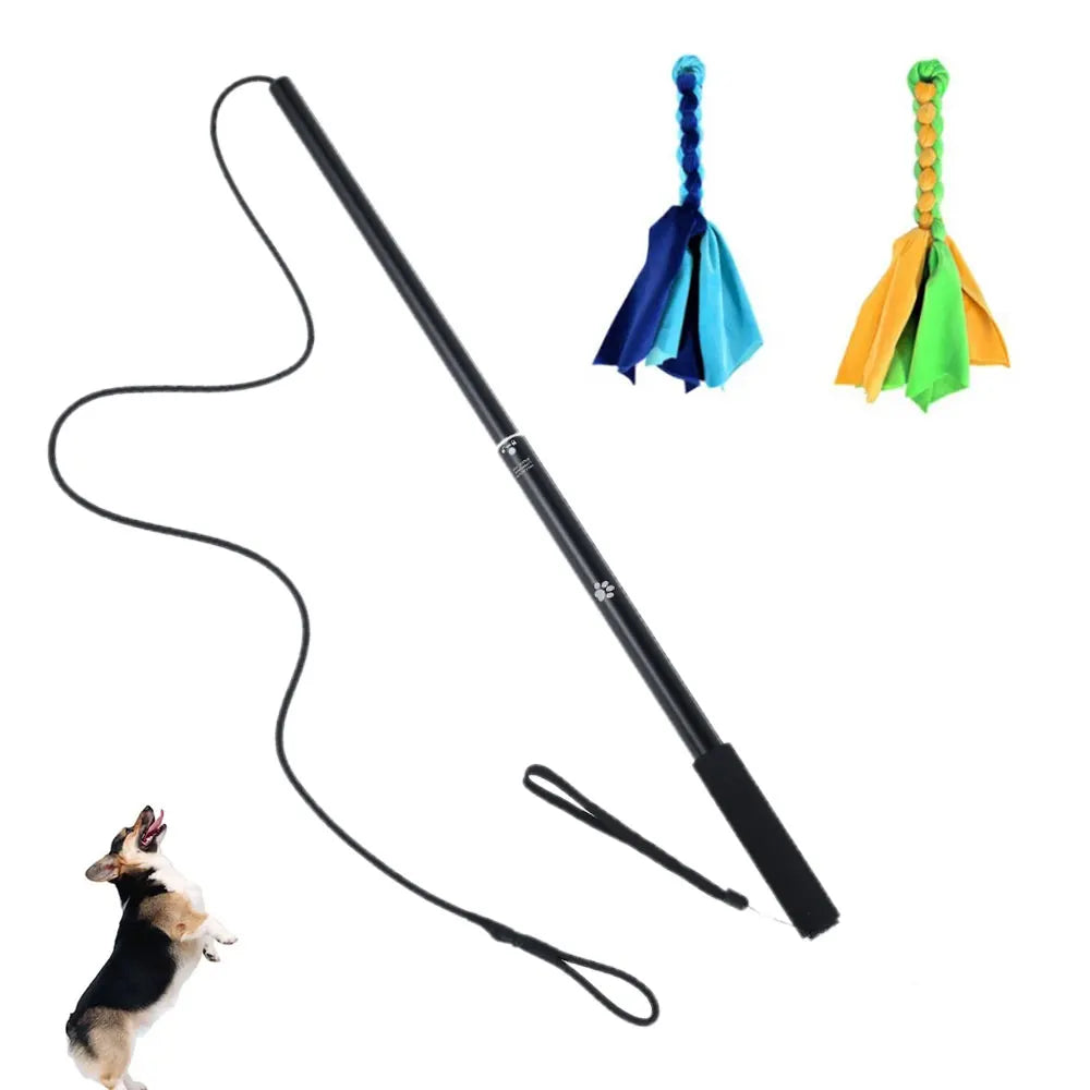 Flirt Pole Telescópico para Perros - Juguete Interactivo de Persecución
