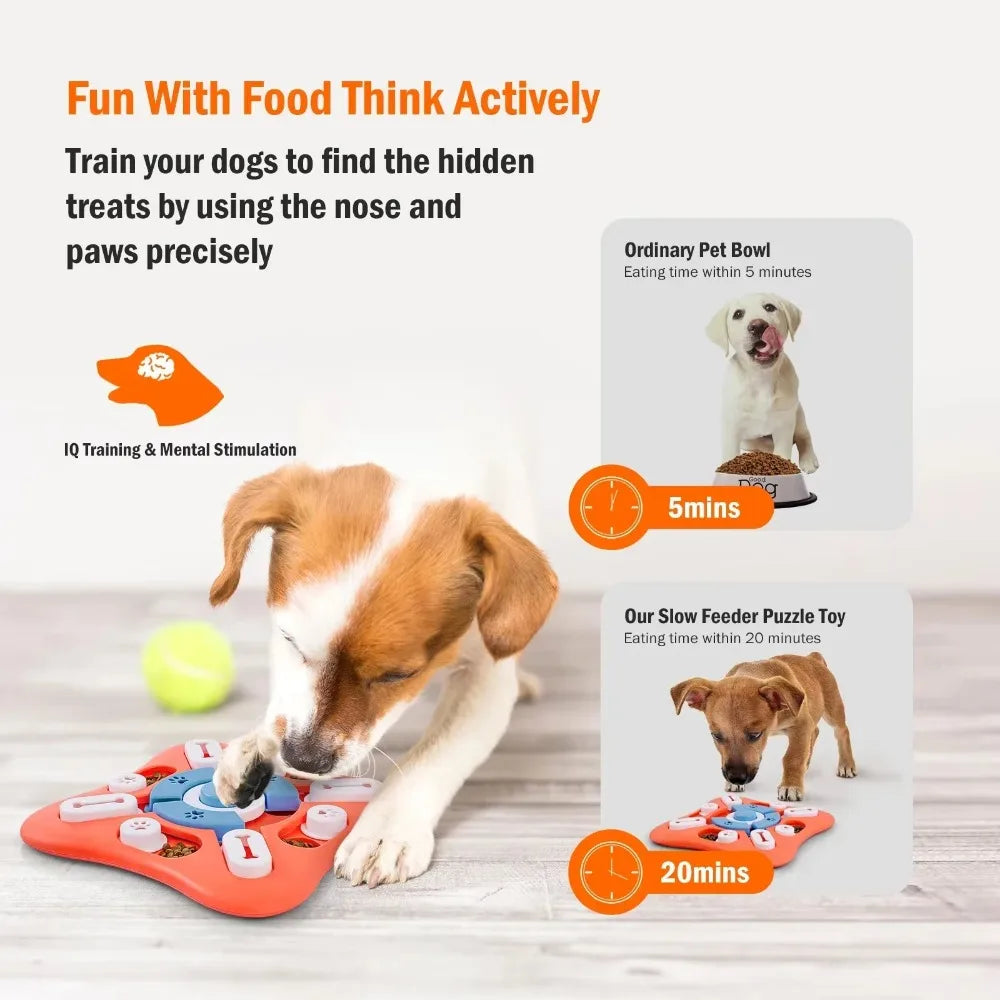 Juguete Interactivo 2 en 1: Puzzle Giratorio y Comedero Lento para Perros y Gatos
