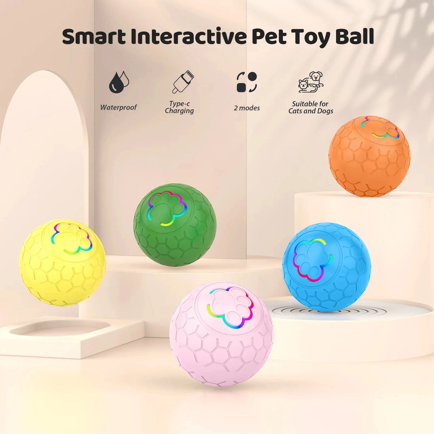 Pelota Inteligente "Disco Ball" con Luces LED y Movimiento Automático