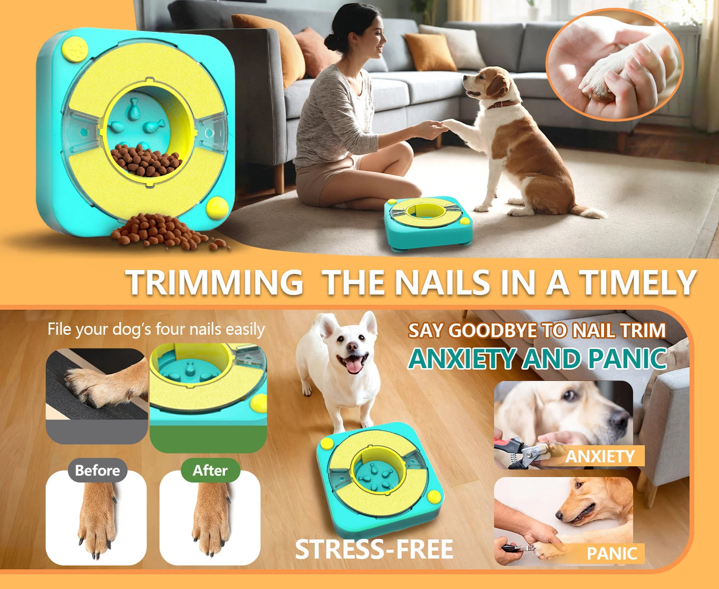 Puzzle Interactivo 3 en 1 para Perros: Comedero Lento con Dificultad Ajustable