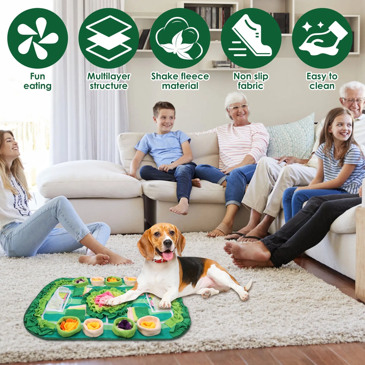 Alfombra Olfativa Floral Gigante (77x50cm) - Manta de Juego Resistente para Mascotas