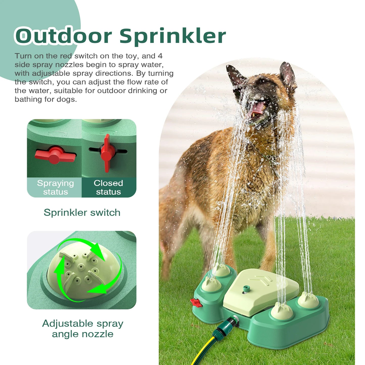 Fuente de Agua para Perros Activada por la Pata - Rociador Interactivo de Verano