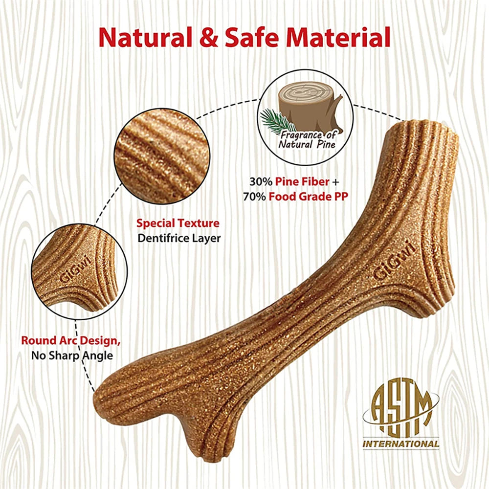Mordedor "Asta de Madera" para Perros - Juguete Ultra Resistente Sabor a Pino