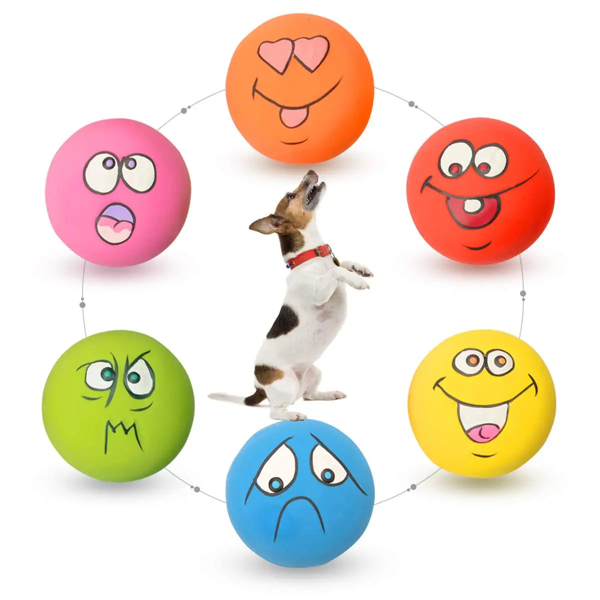 Pack de 6 Pelotas de Látex Natural con Sonido para Cachorros y Perros Pequeños