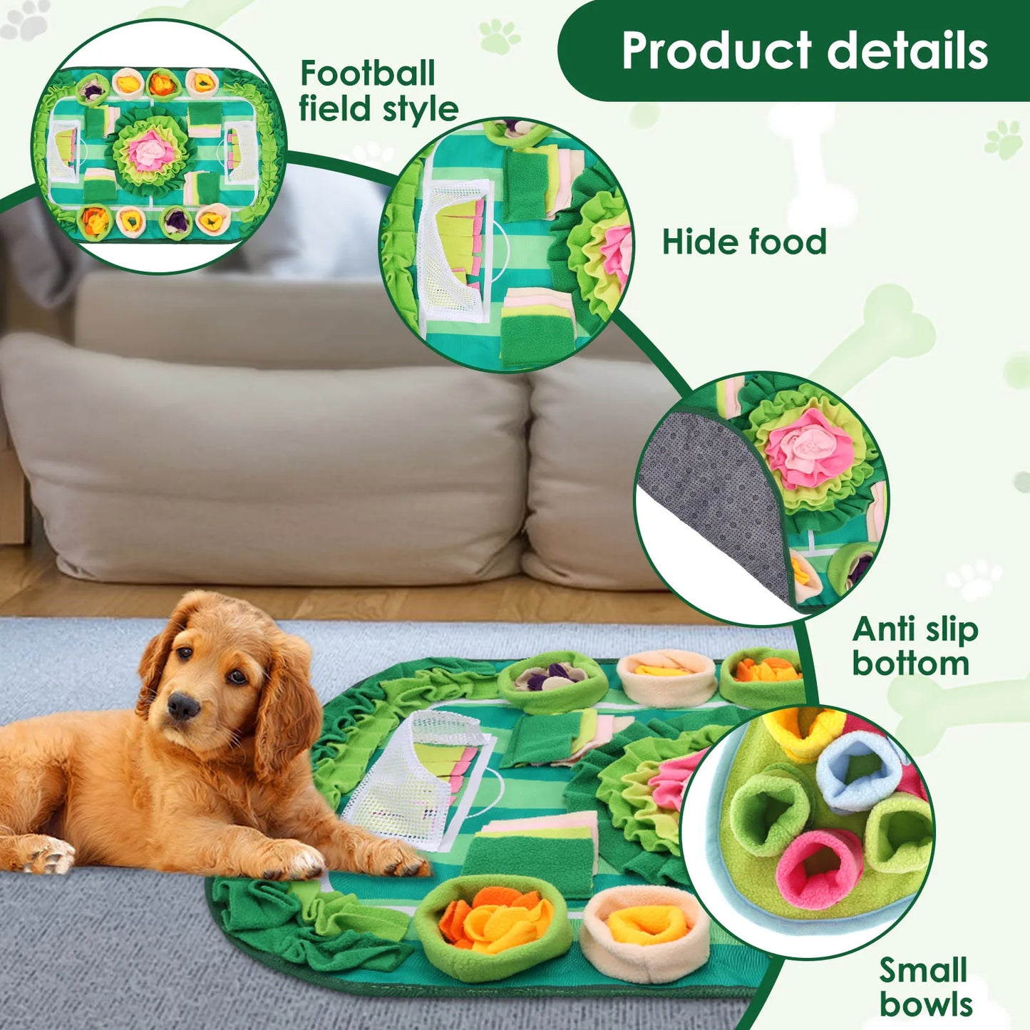 Alfombra Olfativa Floral Gigante (77x50cm) - Manta de Juego Resistente para Mascotas