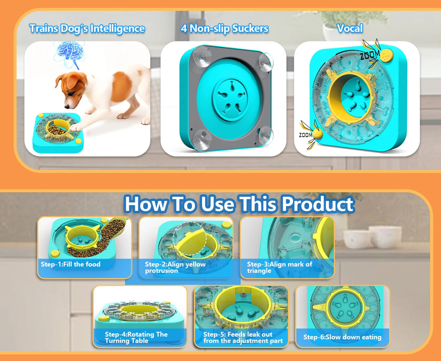 Puzzle Interactivo 3 en 1 para Perros: Comedero Lento con Dificultad Ajustable