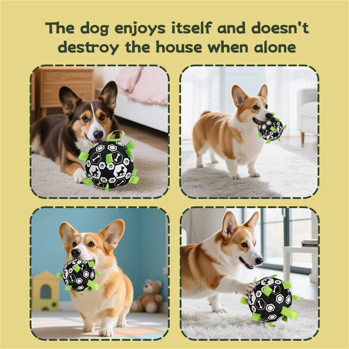Pelota de Fútbol de Felpa con Cascabel para Perros - Juguete Interactivo