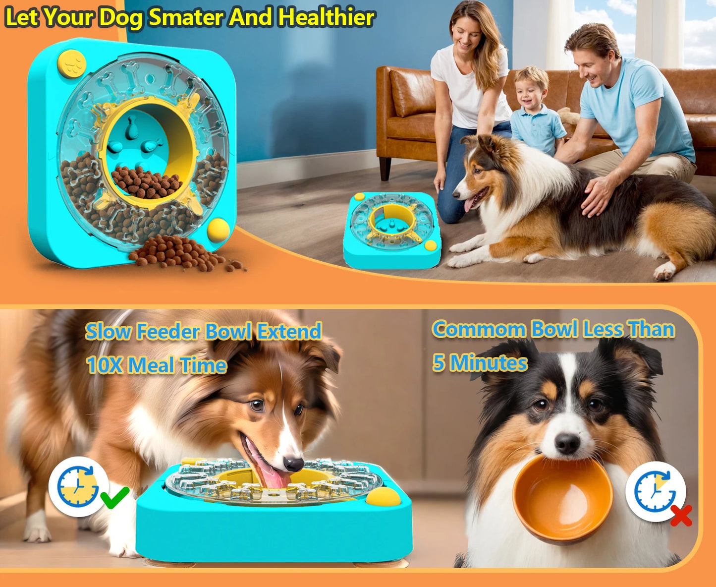 Puzzle Interactivo 3 en 1 para Perros: Comedero Lento con Dificultad Ajustable
