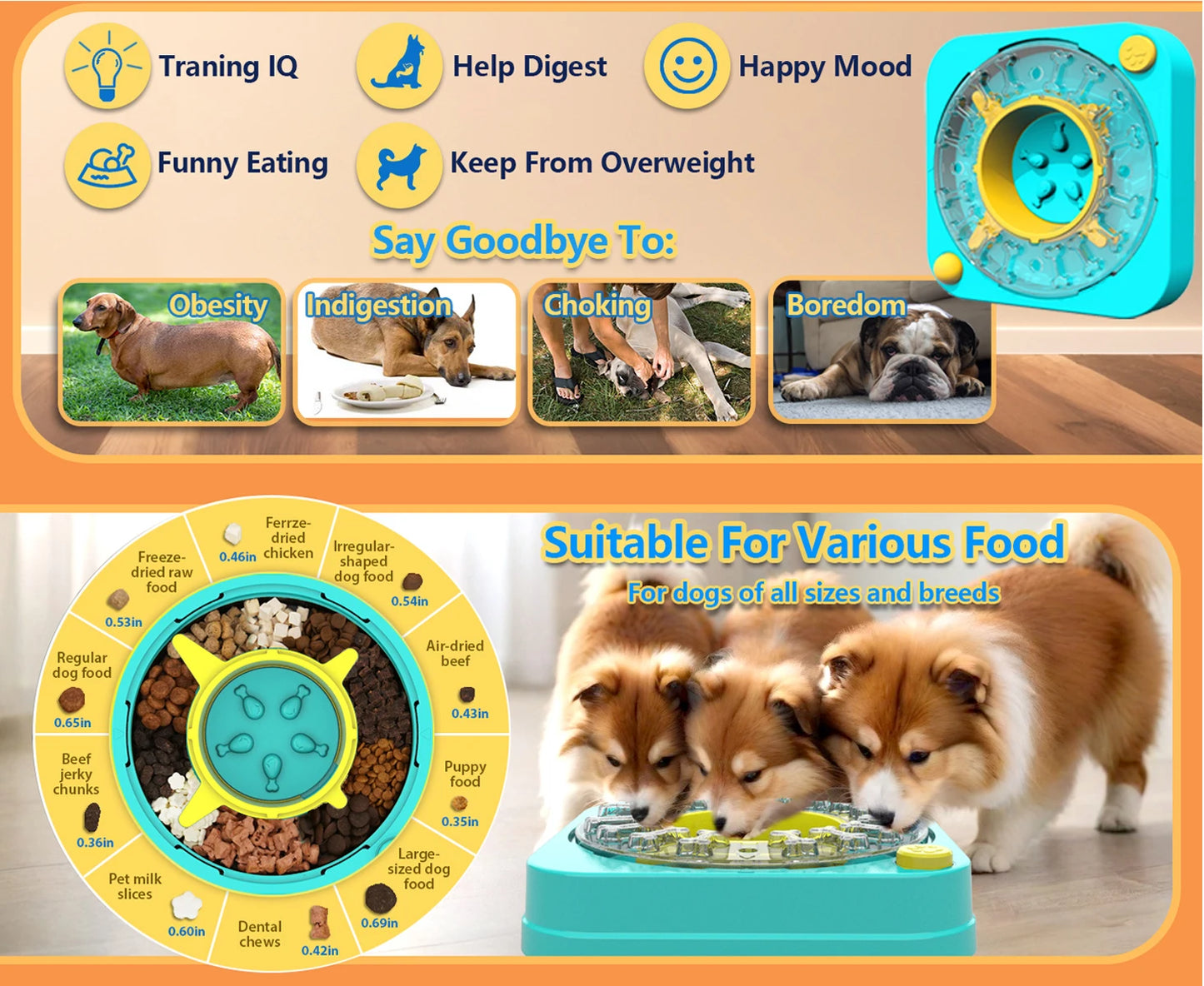 Puzzle Interactivo 3 en 1 para Perros: Comedero Lento con Dificultad Ajustable