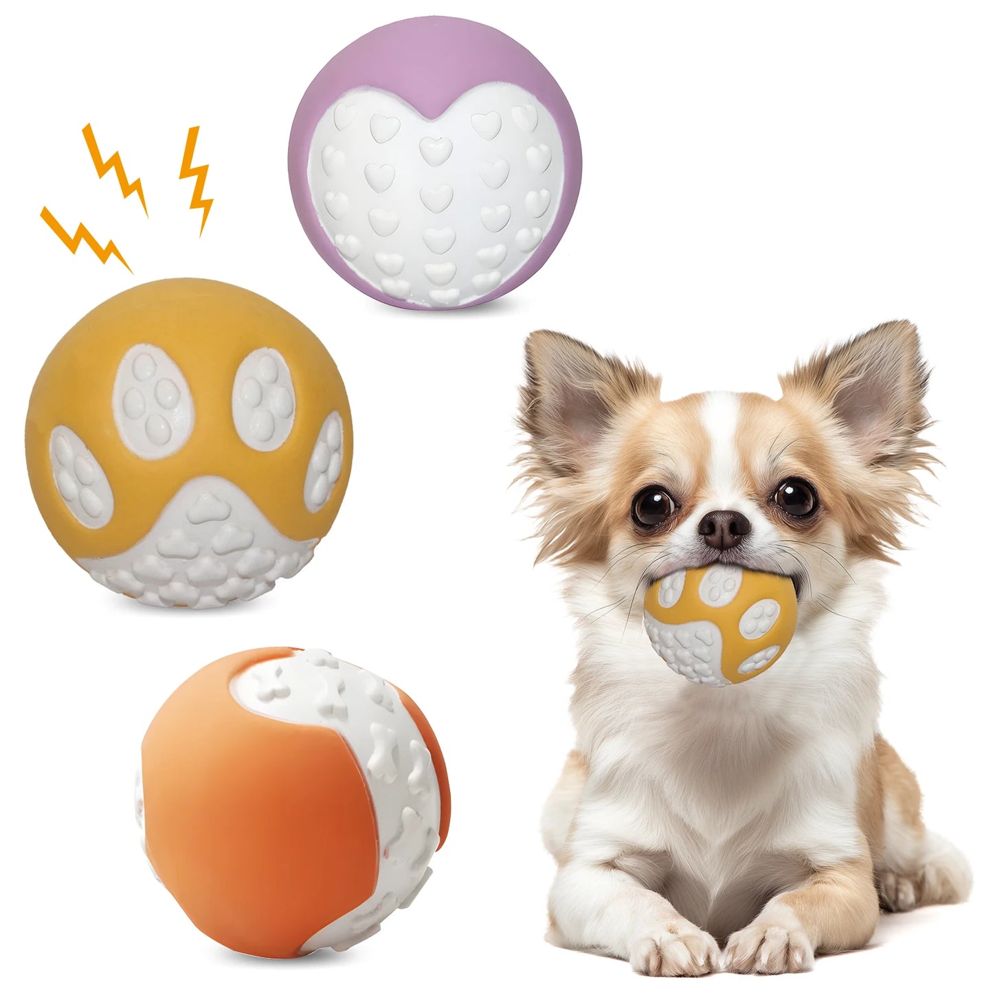 Pack de 6 Pelotas de Látex Natural con Sonido para Cachorros y Perros Pequeños