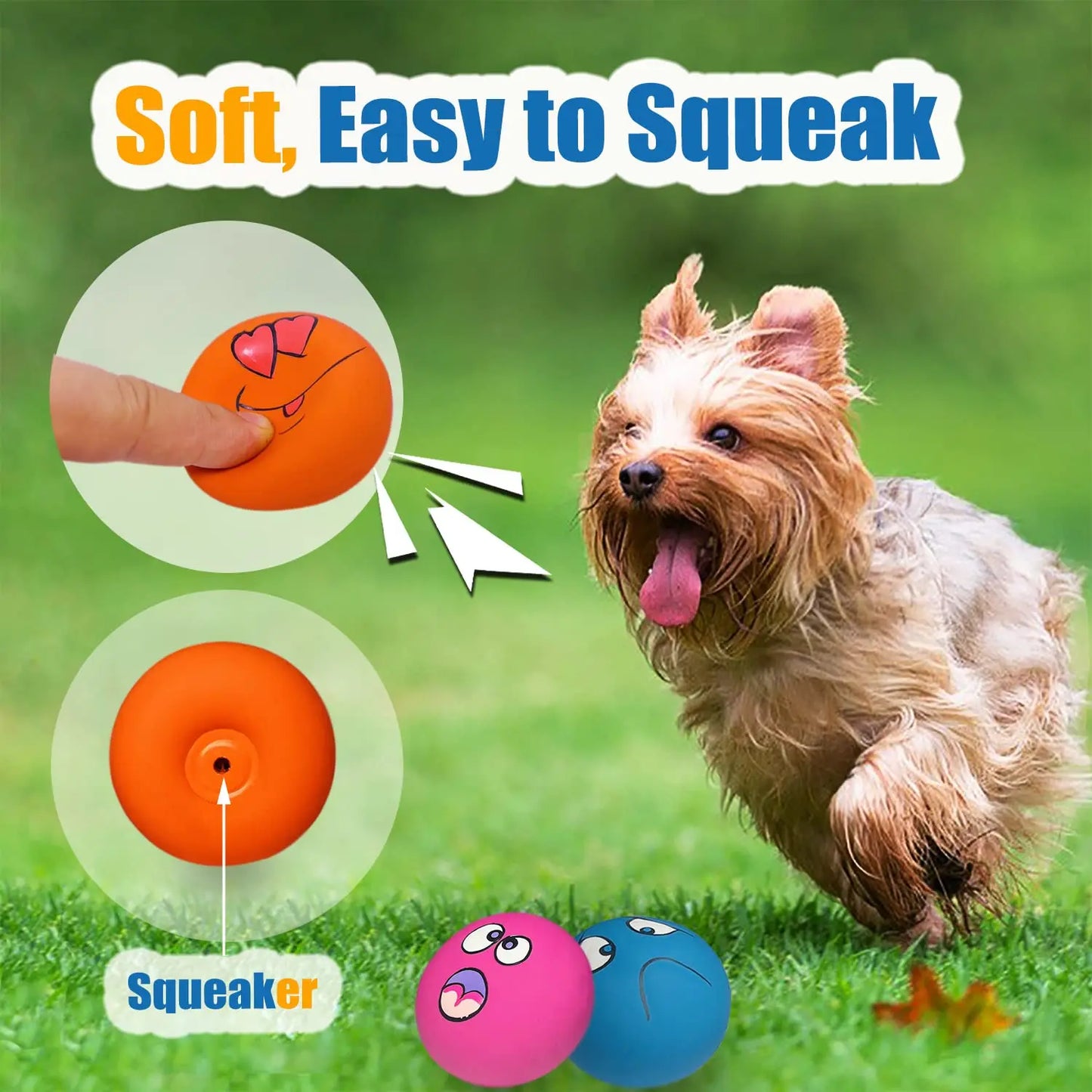 Pack de 6 Pelotas de Látex Natural con Sonido para Cachorros y Perros Pequeños