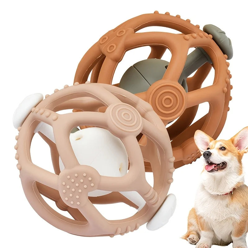 Pelota Interactiva de Silicona 3 en 1: Juego, Mordedor y Puzzle Rellenable