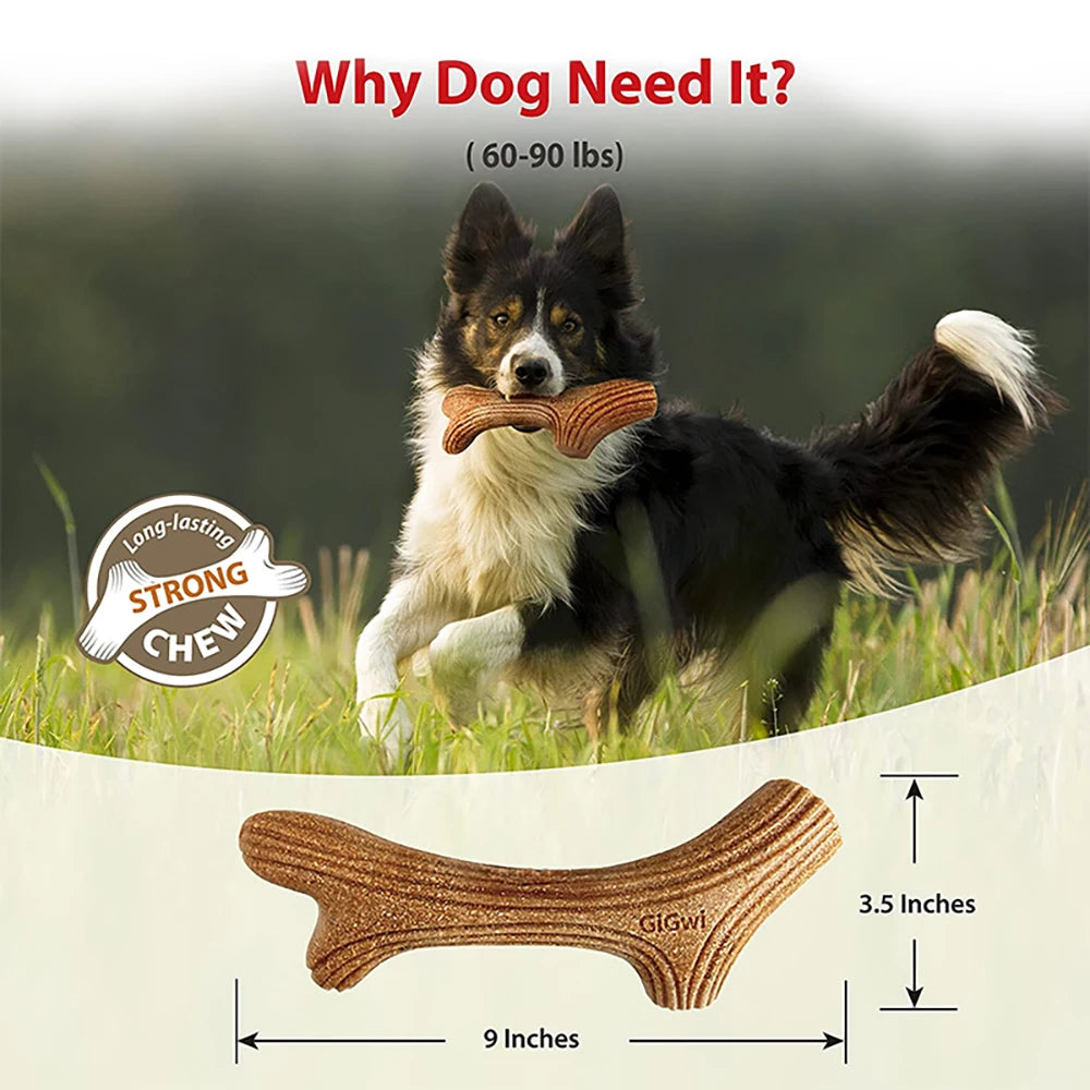 Mordedor "Asta de Madera" para Perros - Juguete Ultra Resistente Sabor a Pino