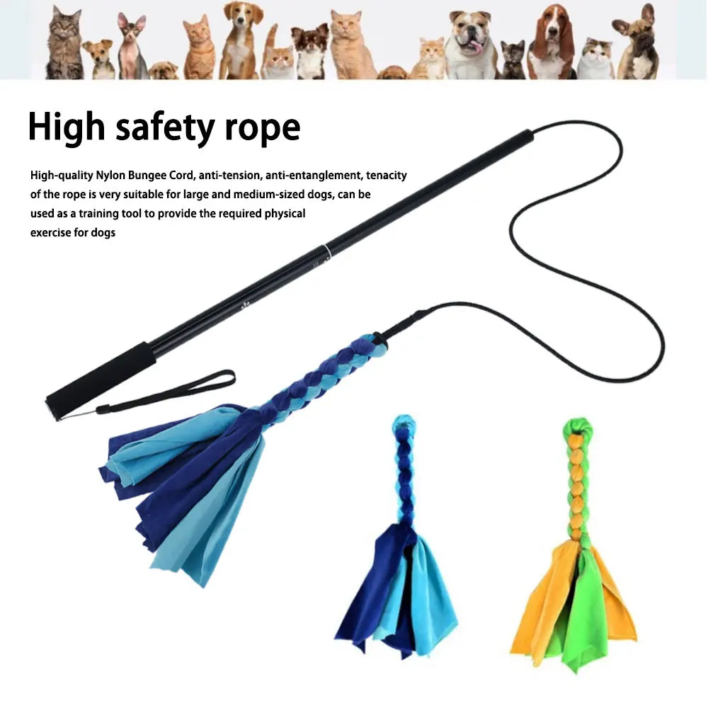 Flirt Pole Telescópico para Perros - Juguete Interactivo de Persecución