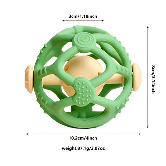 Pelota Interactiva de Silicona 3 en 1: Juego, Mordedor y Puzzle Rellenable