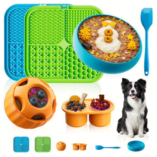 Kit de Iniciación al Enriquecimiento (6 Piezas) - Plato Lamedor, Pelota y Comedero Lento