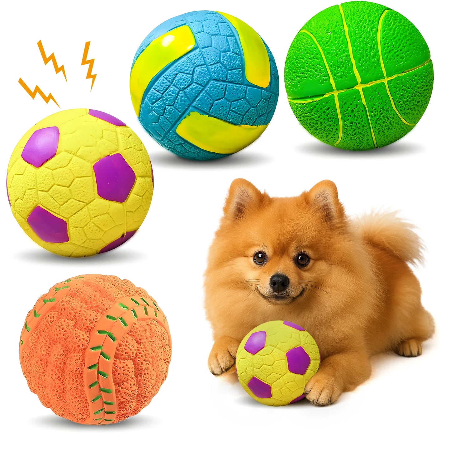 Pack de 6 Pelotas de Látex Natural con Sonido para Cachorros y Perros Pequeños