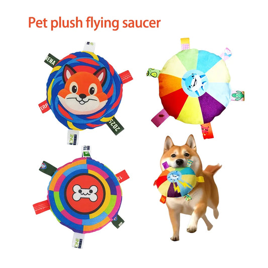 Disco Volador de Peluche "Arcoíris" con Sonido para Perros