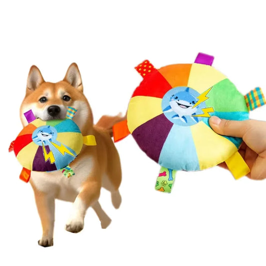 Disco Volador de Peluche "Arcoíris" con Sonido para Perros